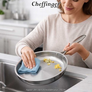 Cheffinger Home Pure Stainless Steel 3PLYFP20 - tigaie din oțel inoxidabil pur, 20cm
