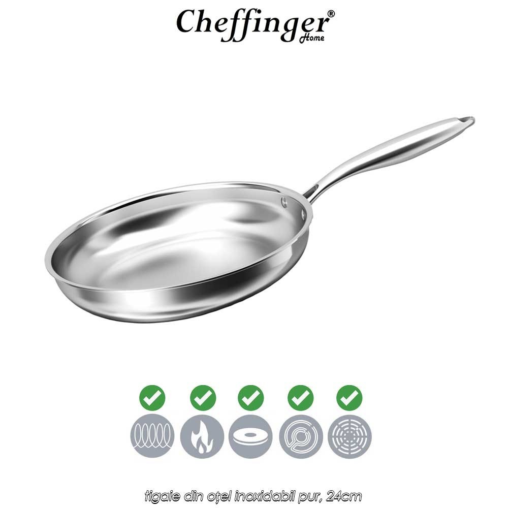 Cheffinger Home Pure Stainless Steel 3PLYFP24 - tigaie din oțel inoxidabil pur, 24cm