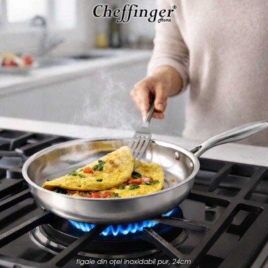 Cheffinger Home Pure Stainless Steel 3PLYFP24 - tigaie din oțel inoxidabil pur, 24cm