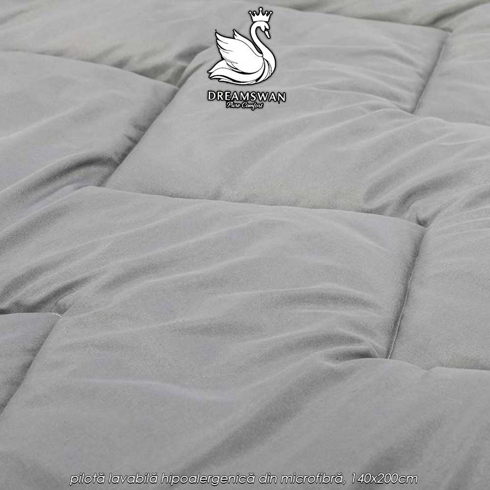 Dreamswan Washable Duvet BL140G - pilotă lavabilă hipoalergenică din microfibră, gri, 140x200cm